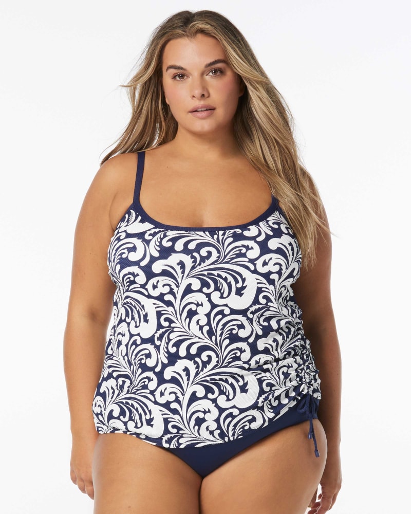 Front of a model wearing a size 18W BRIDGET TANKINI in ADMIRAL by Beach House Woman. | dia_product_style_image_id:348401